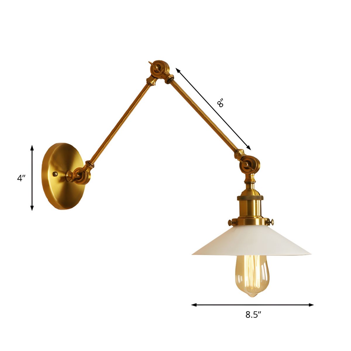 Swing Arm Metal Sconce Light Industrial 1 Bulb Bedroom Wall Mount Lamp