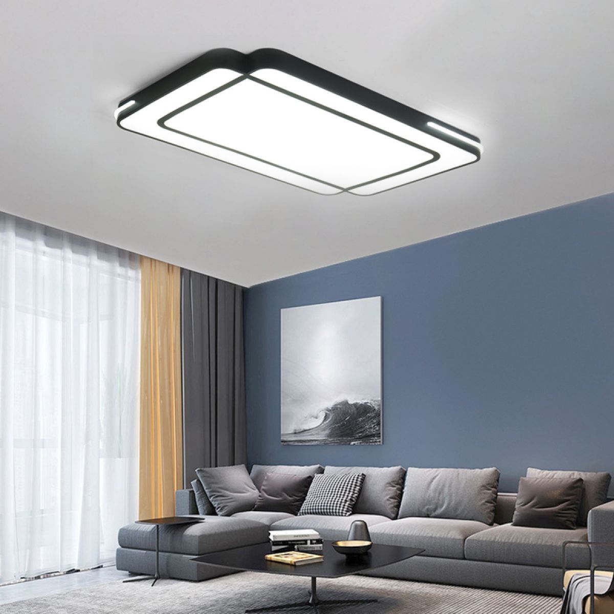 Acrylic Rectangle Ceiling Fixture Minimalism LED Black/White Flush ...