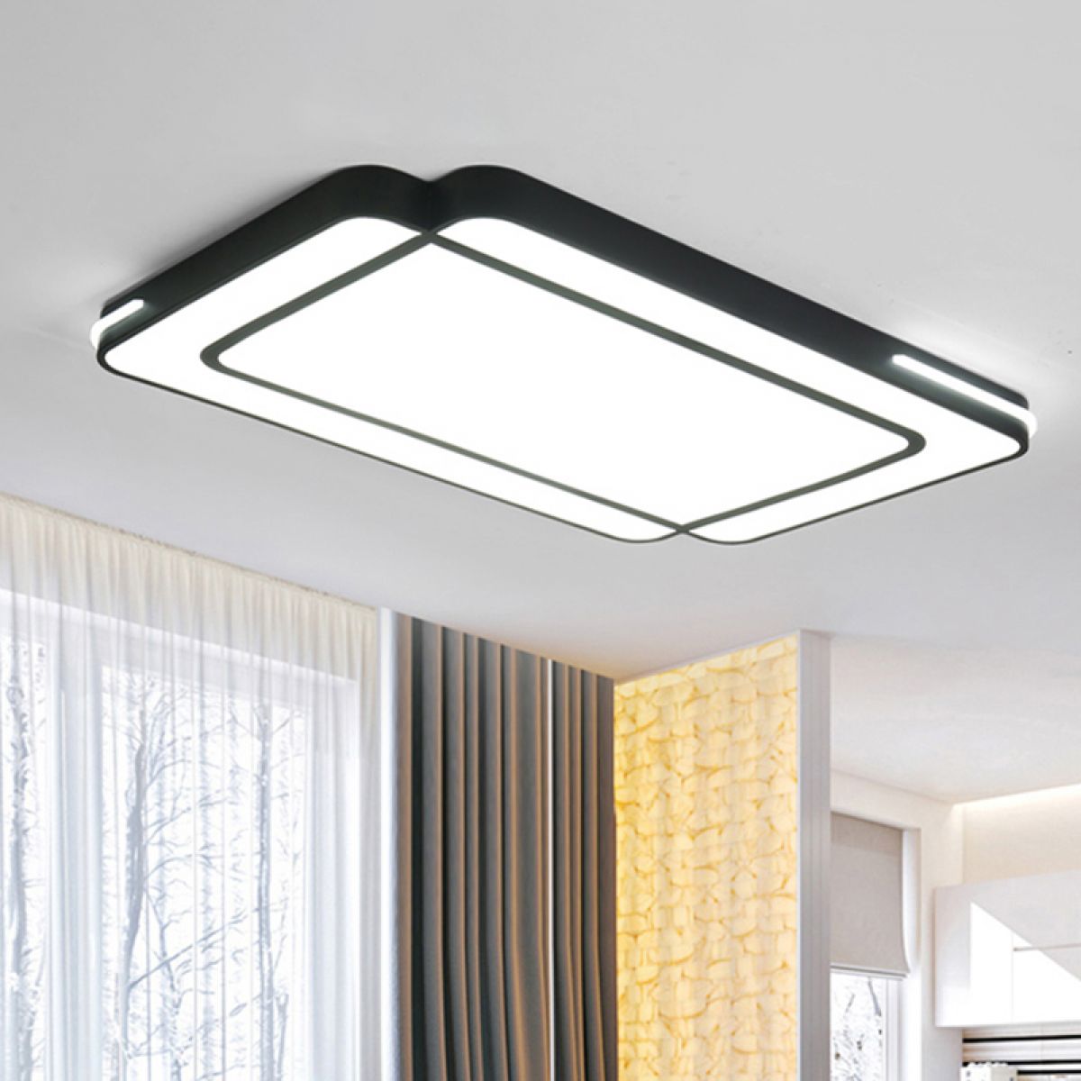 Acrylic Rectangle Ceiling Fixture Minimalism LED Black/White Flush ...