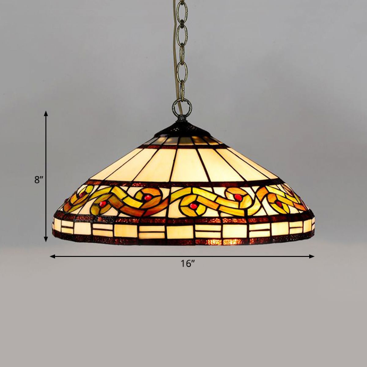 Victorian Cone/Dome/Bowl Pendant Light 1Light Stained Glass Hanging