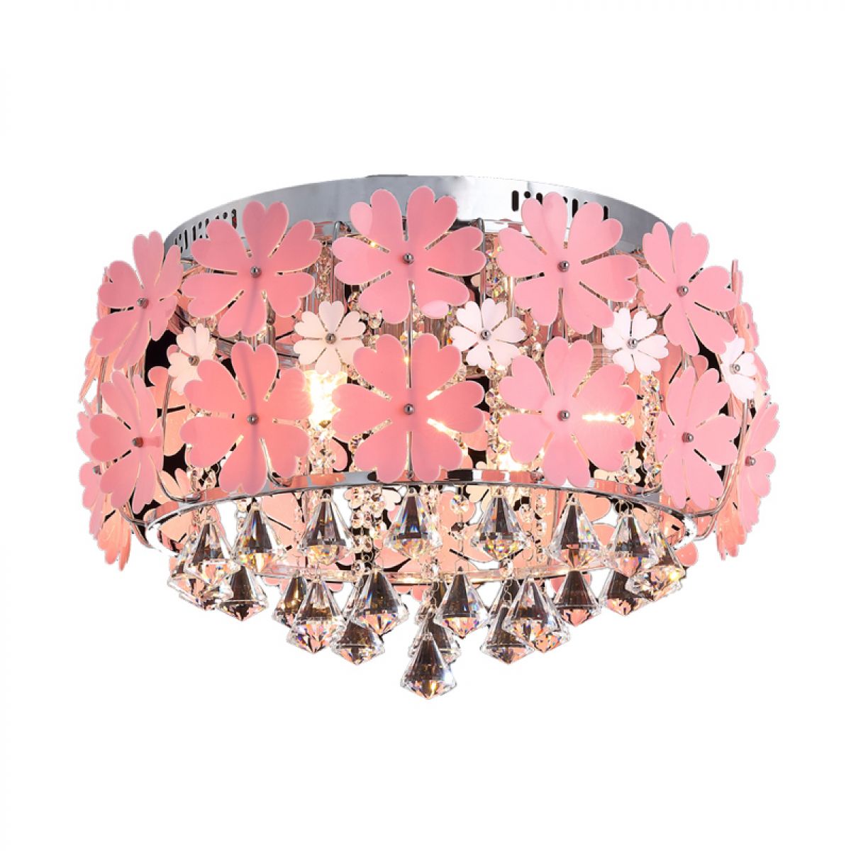 Pink Petal Flush Light Fixture Contemporary 18" W LED Metal Ceiling