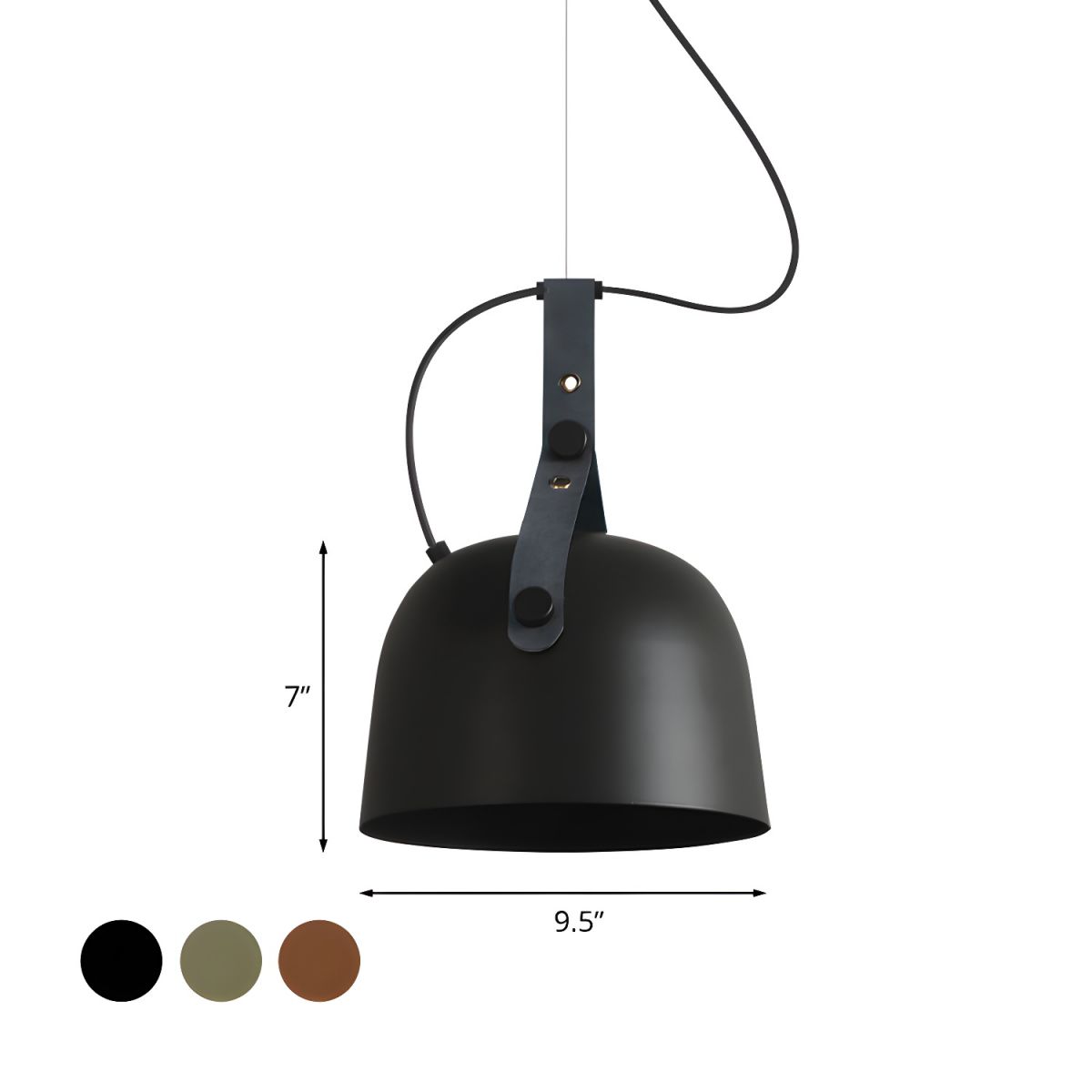 Modern Dome Pendulum Light Metallic 9.5" W 1 Head Kitchen Adjustable