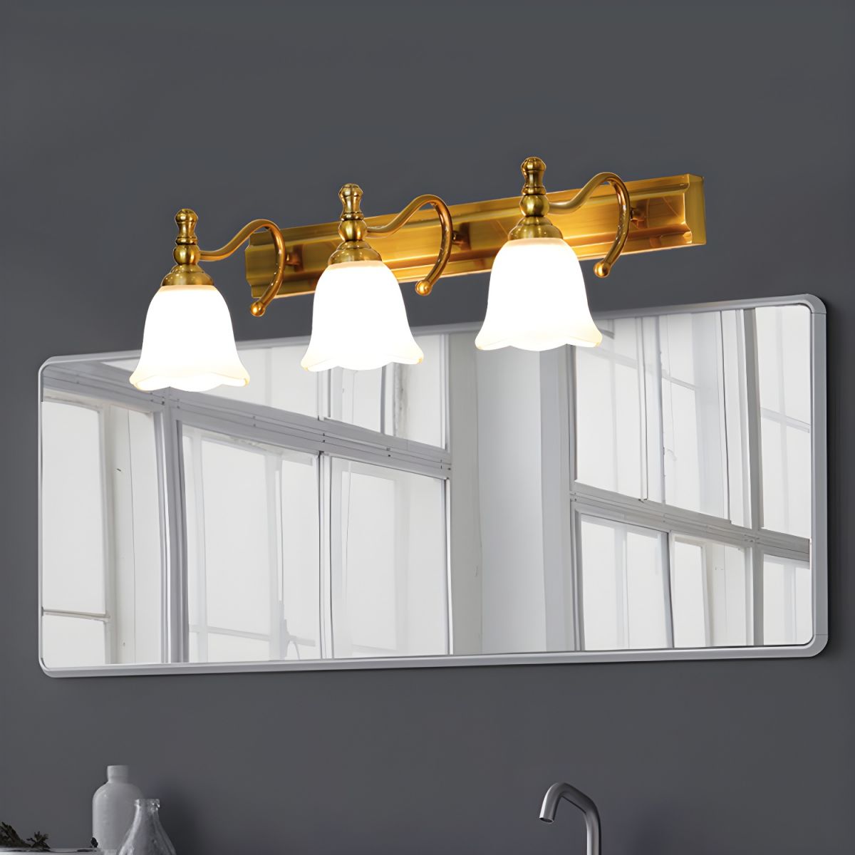 Luxury Blossom Vanity Wall Sconce 2/3 Lights Milky Glass Wall Mounted