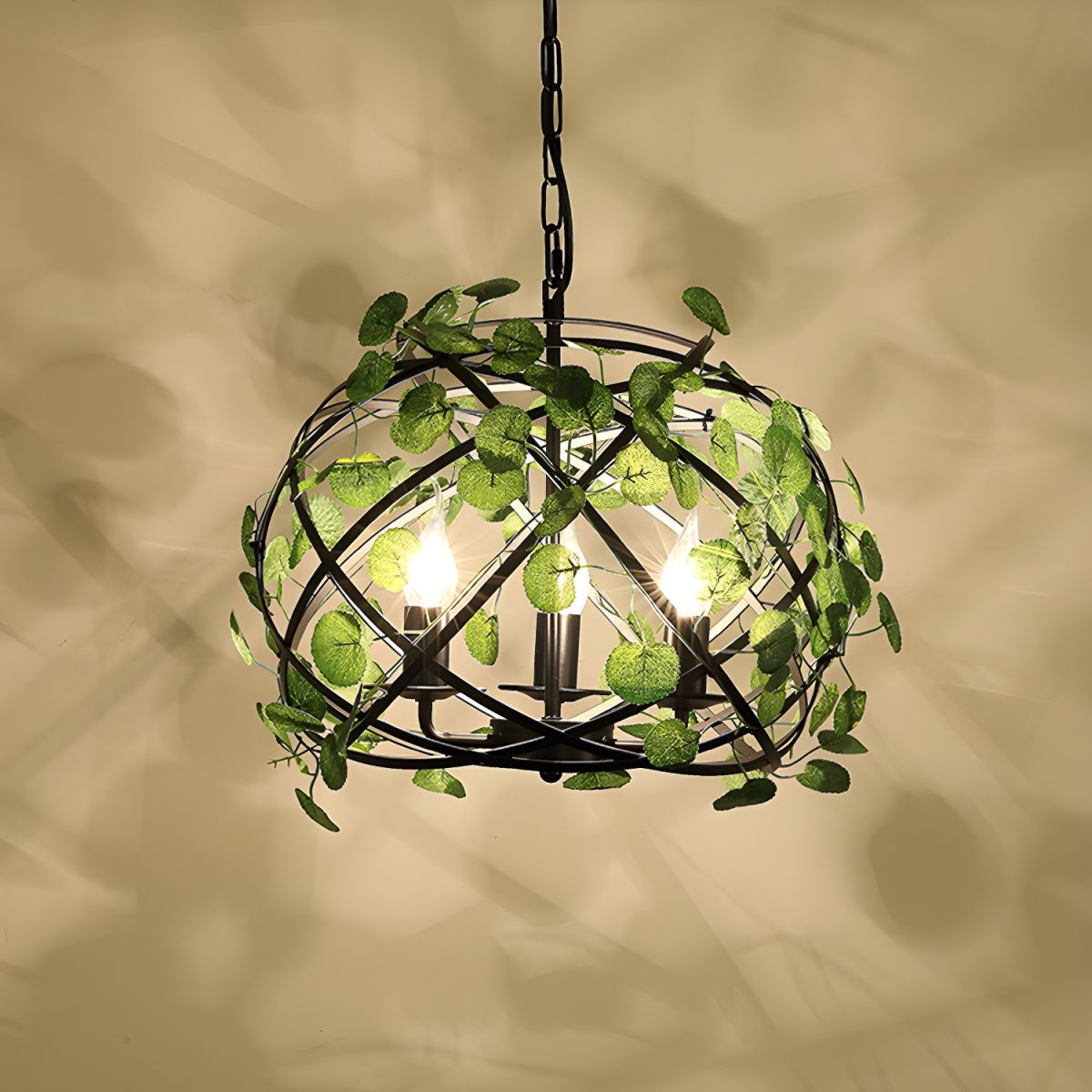 3 Heads Ceiling Lighting Industrial Bird Nest Iron Ivy Chandelier Light