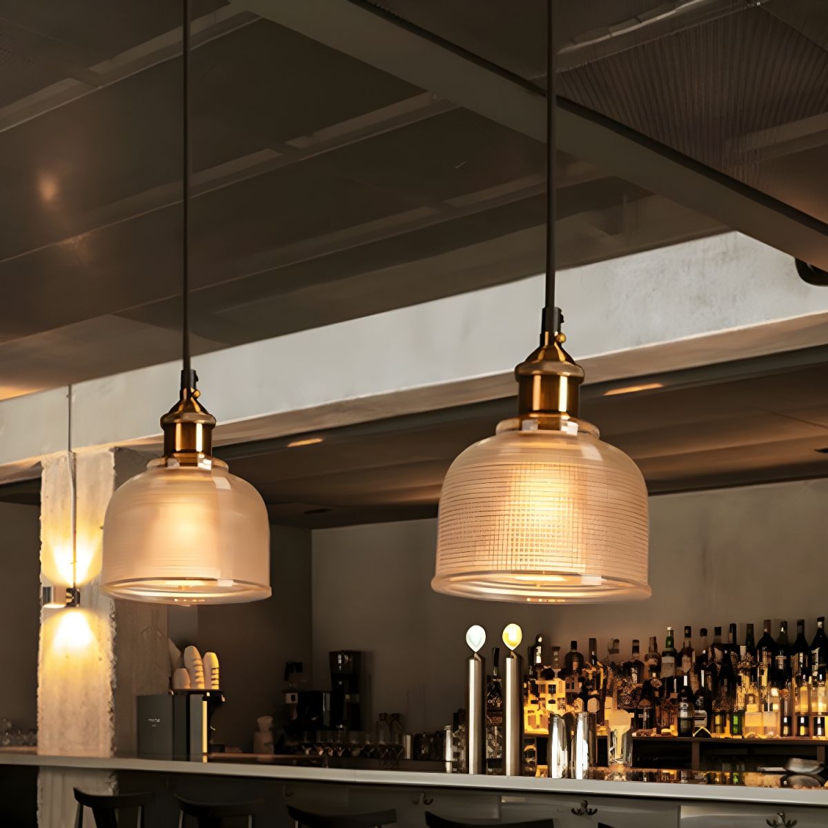 Prismatic Glass Bowl Ceiling Light Industrial Single Restaurant Hanging