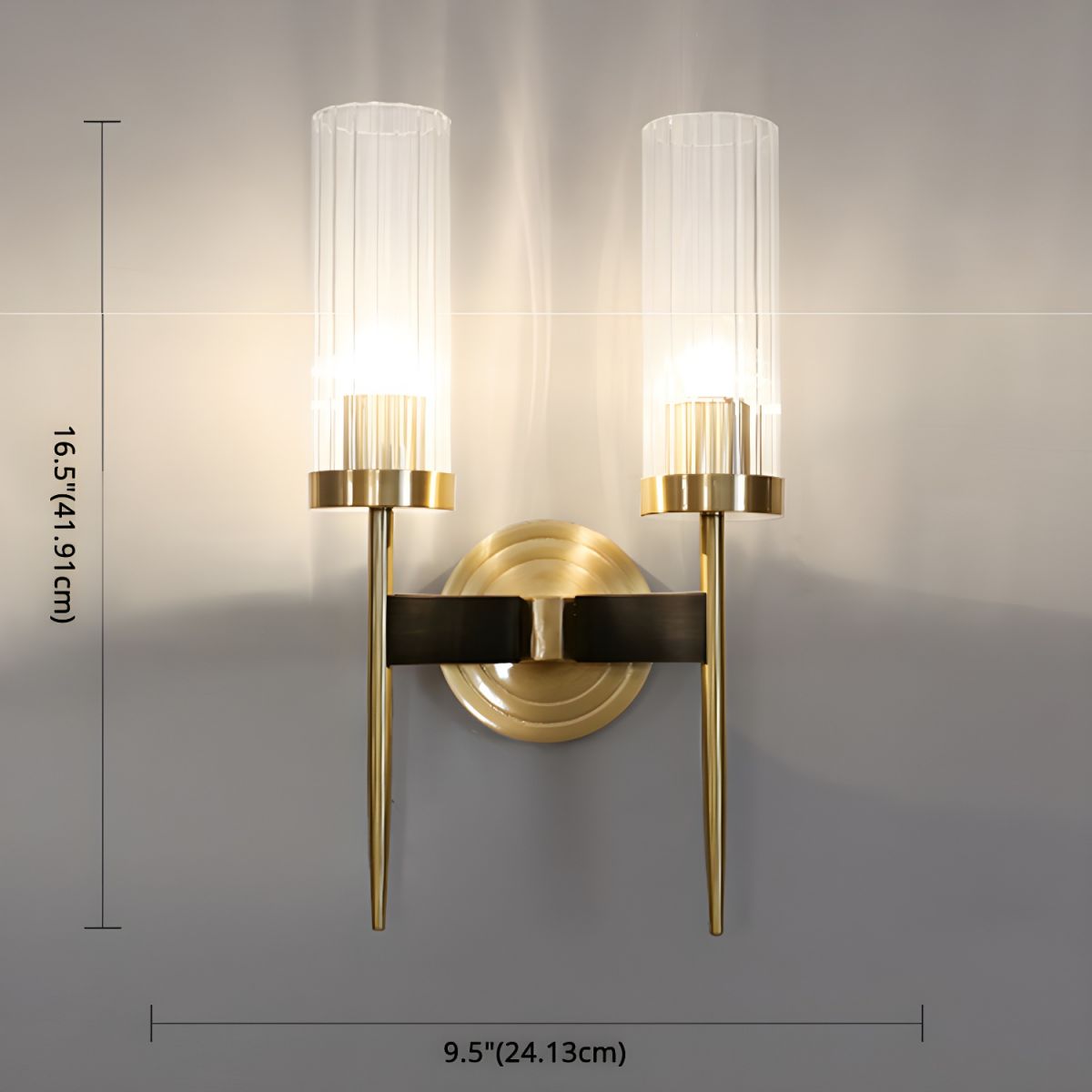 Pure Glass Wall Lamp in Modern Creative Style Copper Cylindrical Wall ...