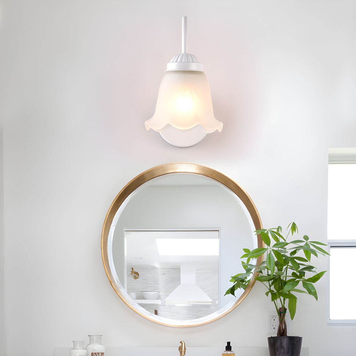 Flared Bathroom Wall Mounted Light Fixture Traditional Glass Wall ...